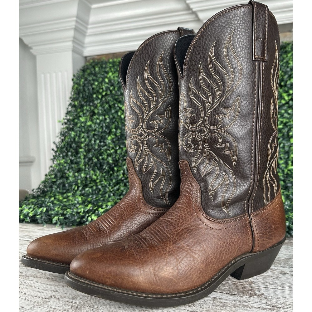 LAREDO Lea Vamp Fox Western Cowgirl Boots Women's 9.5M Brown Leather Barn Horses